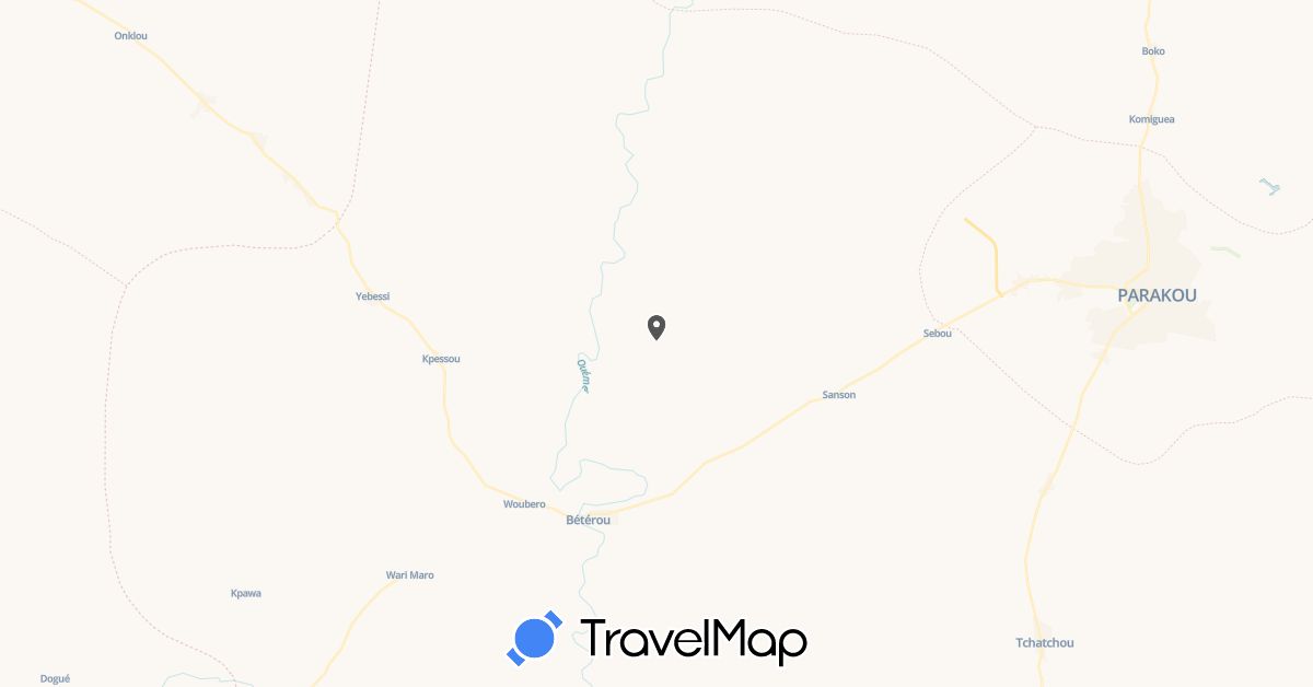 TravelMap itinerary: motorbike in Benin (Africa)
